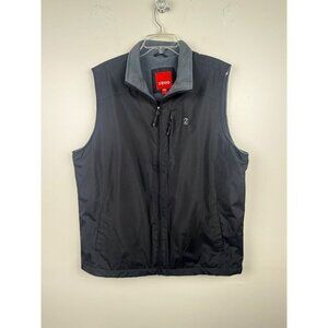 Izod Men's Black Fleece Lined Zip Up Vest - Size L
